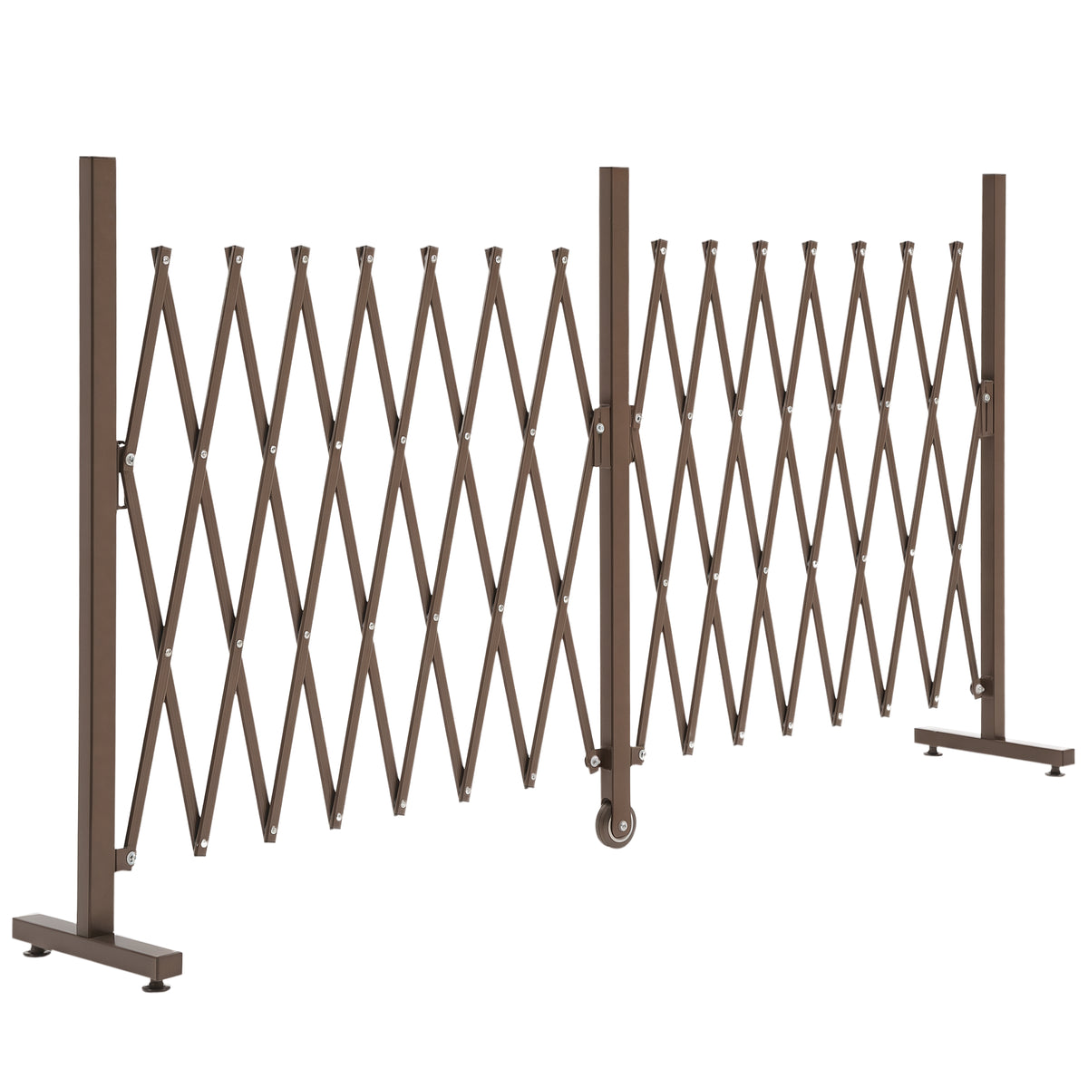 Expanding Trellis Fence Freestanding Movable Fence Foldable Garden Screen Panel Aluminium, 405cm x 103.5cm, Dark Brown