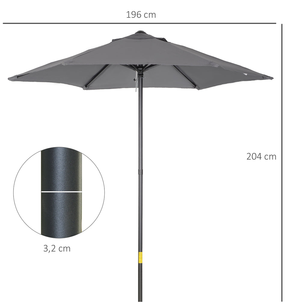 Sonnenschirm ?196 cm, sechseckig Balkonschirm f¨¹r Strand Balkon Garten, Dunkelgrau