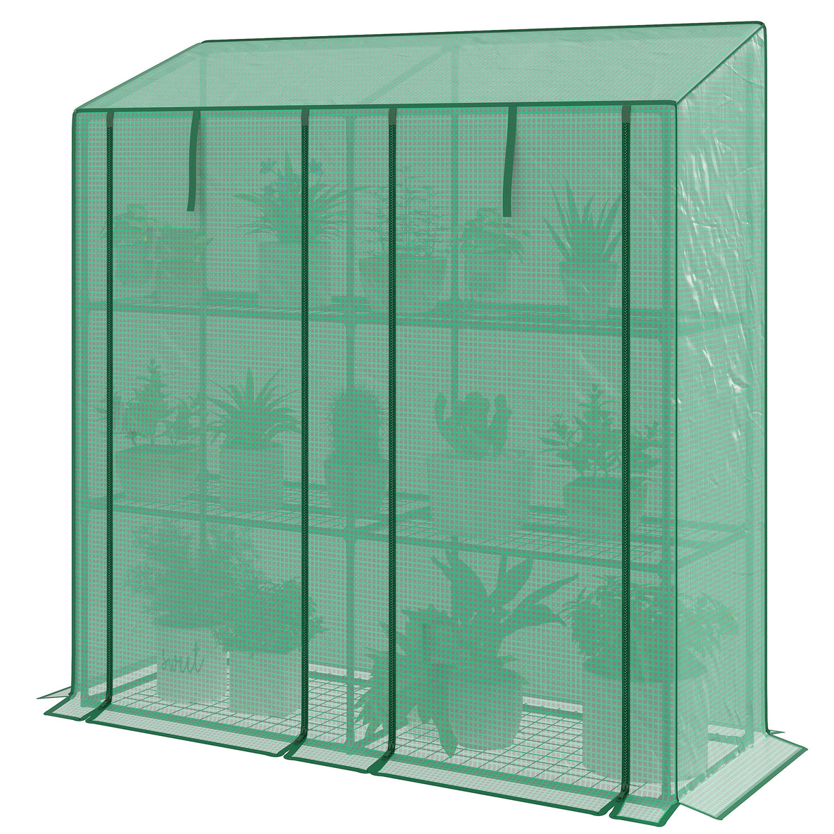 46 x 143cm Three-Shelf Mini Greenhouse - Green