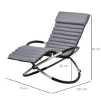 Metal Orbital Rocking Chair Folding Lounger Anti-drop with Padded Mat Removable Design 145x74x86cm Black Grey