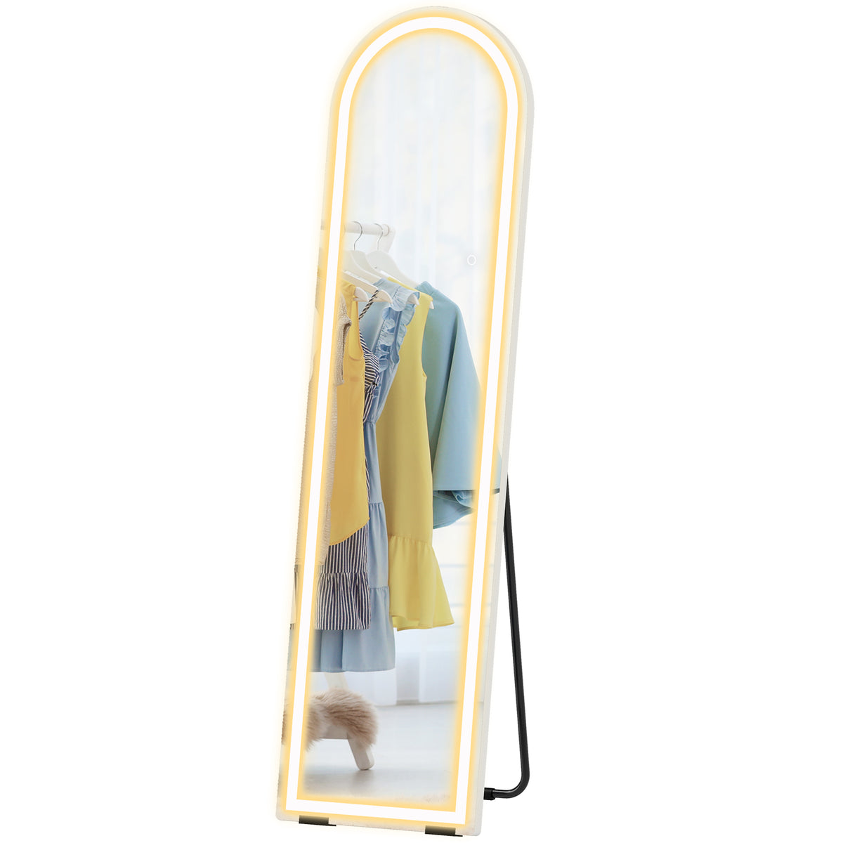 Ganzk?rperspiegel mit LED-Lichtern, 150 x 40 cm, bogenf?rmig, dimmbar, 3 Lichtfarben, freistehend oder Wandmontage, Wei?