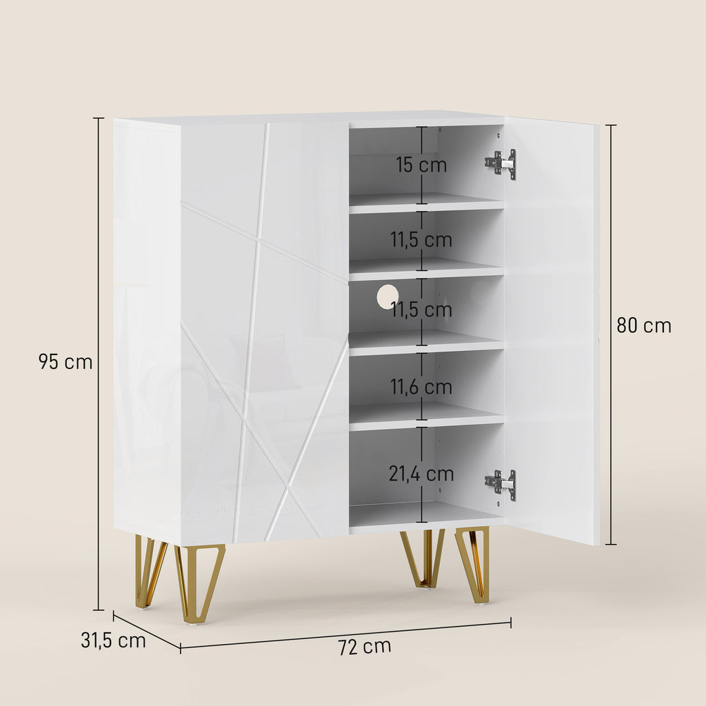 Schuhschrank mit 2 T¨¹ren, Schuhregal, Schuhaufbewahrung mit 3 Verstellbaren Ablagen 72 x 31,5 x 95 cm, Wei?