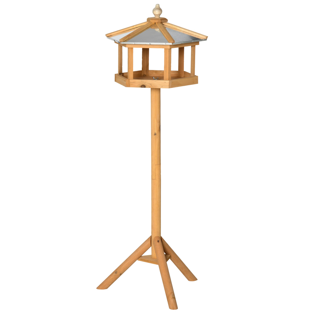 Vogelhaus mit Ständer wetterfestes Vogelfutterhaus mit wetterfestem Zinkdach Futterhaus aus Holz für Wildvögel 40 x 40 x 113 cm Gelb