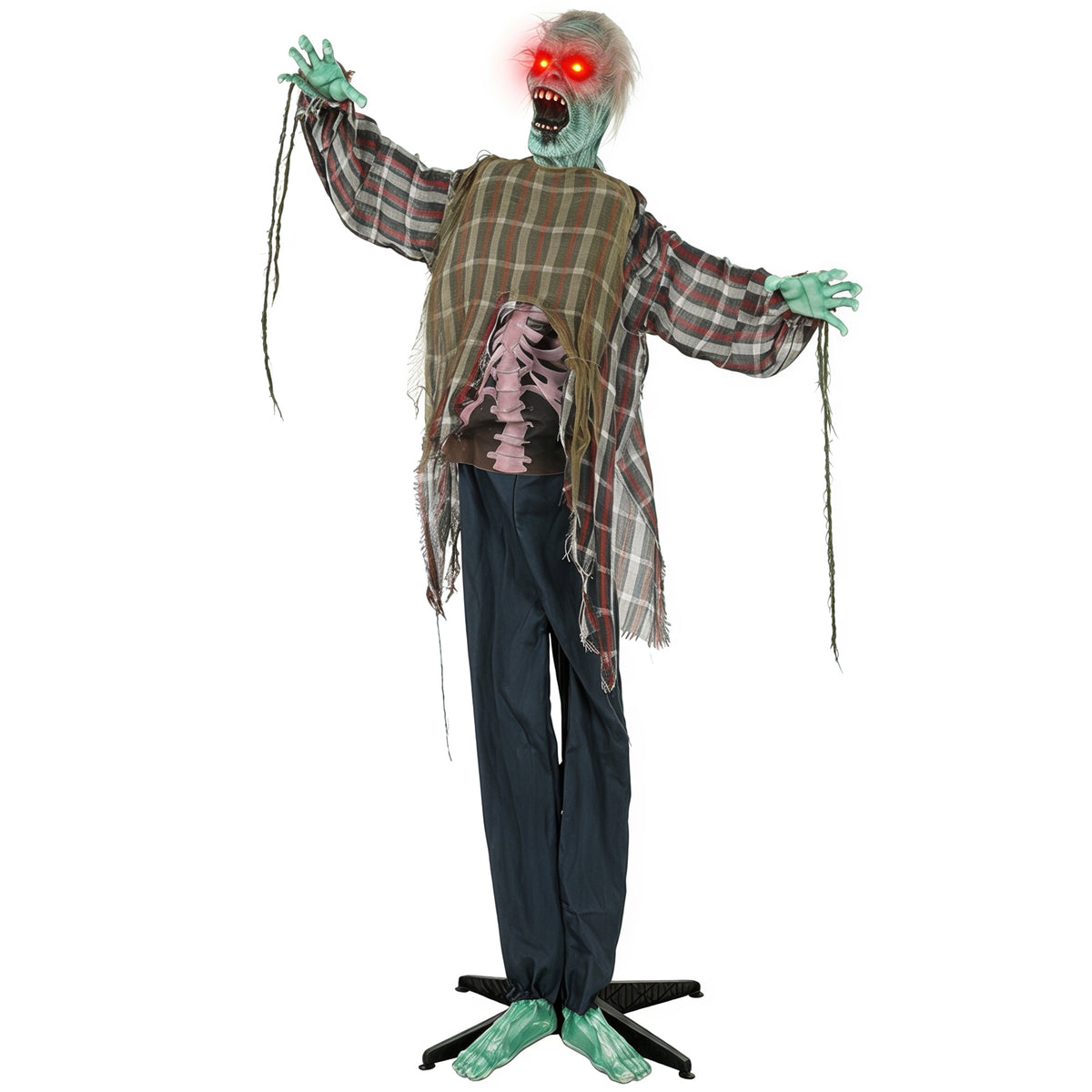 Animierter Halloween-Zombie in Lebensgröße,170 cm, mit Sound- und Berührungsaktivierung, gruselige Deko