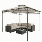 Pavillon 3x3m Wasserabweisend Stabil Winterfest Gartenpavillon mit zurückziehbar Obenrahmen Doppeldach Cremeweiß
