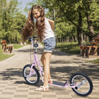 Kinderroller mit Luftreifen Scooter Roller Kinder Roller Kickboard 16 Zoll Rosa