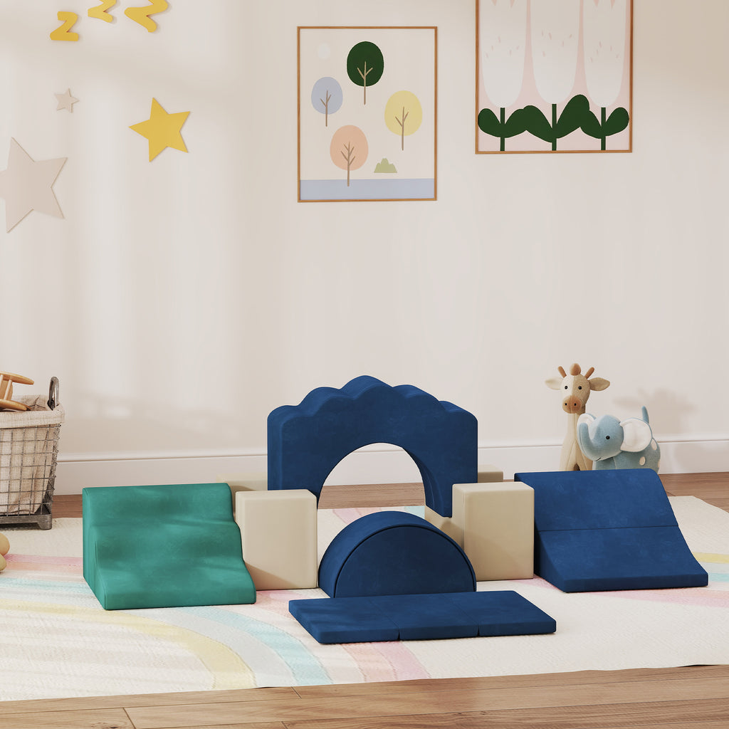 7-teiliges Set Kletterbl?cke f¨¹r Babys & Kleinkinder, weiches Kletterset f¨¹r den Innenbereich, Stoff, Schaumstoff, Bunt