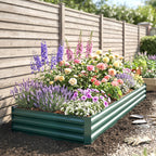 Metal Raised Garden Bed Planter Box Outdoor Planters for Growing Flowers, Herbs, Green, 241x90.5x30cm