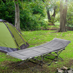 Feldbett faltbar Campingbett mit Matratze Tragetasche 188 x 64,5 x 53 cm Gästebett bis 150 kg belastbar Campingliege für Erwachsene Klappbett für Outdoor Garten Camping Reisen Hellgrau