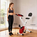 Heimtrainer mit Magnetwiderstand, 8-Stufen, höhenverstellbar, LCD-Display, Rot + Weiß