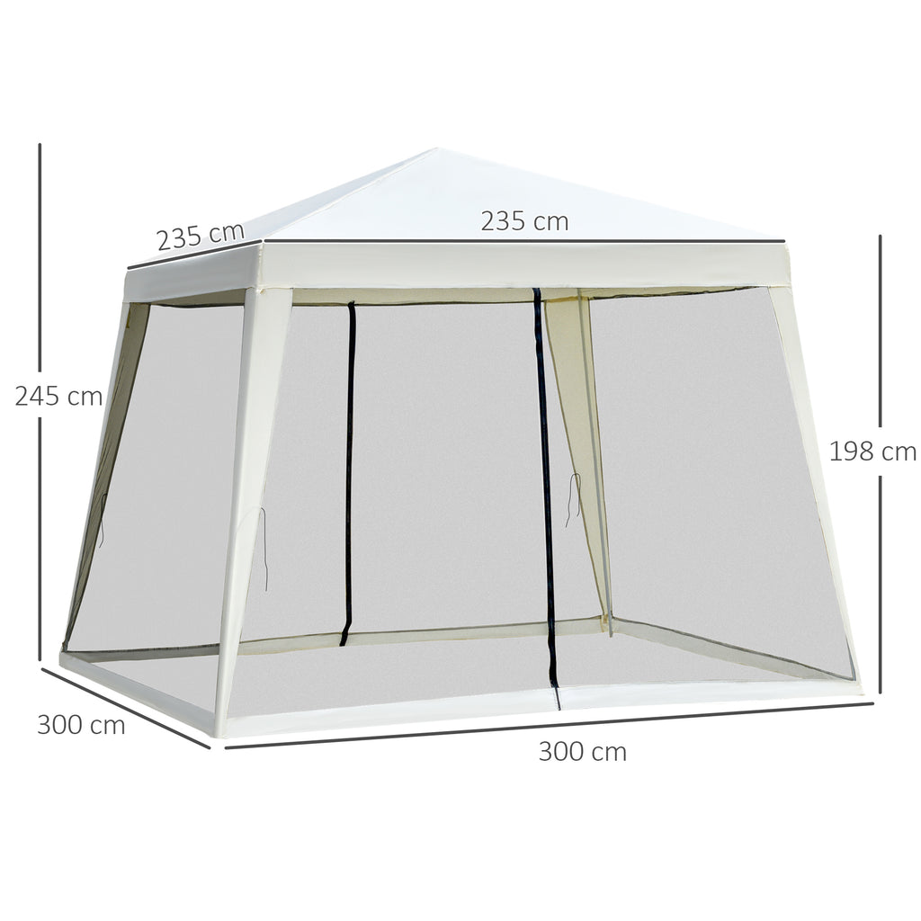 Gartenpavillon Pavillon Festzelt Partyzelt wetterfest Zelt mit Moskitonetz Metall + Polyester Cremeweiß 3 x 3 m
