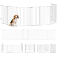 2 in 1 8 Panels Dog Pen, Safety Gate, with Lockable Door, for Medium Dogs - White