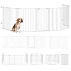 2 in 1 8 Panels Dog Pen, Safety Gate, with Lockable Door, for Medium Dogs - White