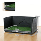 Dog Toilet Tray, Indoor Outdoor Dog Potty with High Walls, Grass Turf, Slide-Out Tray, Urine Collection Base