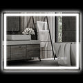 Badezimmerspiegel mit LED-Beleuchtung, Anti-Beschlags-Pad, 3 verstellbare Farben, Uhr, 600 x 800 mm, Silberfarben