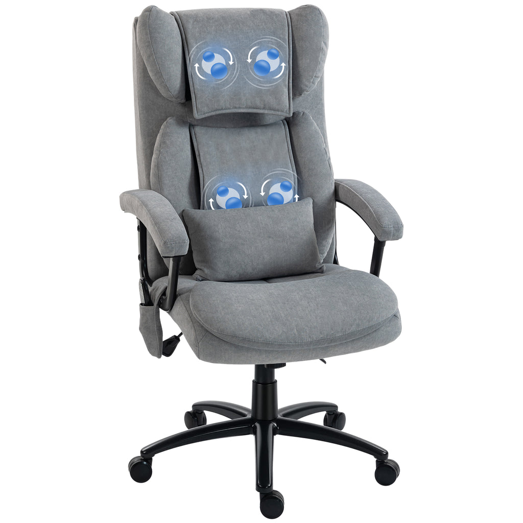 Ergonomischer Massage-Bürostuhl mit 4 Knetpunkten, Chefsessel mit hoher Butterfly-Rückenlehne, breitem Sitz, Grau