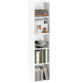 Bücherregal, 5 Fächer, verstellbare Regale, Holz, 30 x 24 x 133,5 cm, Weiß
