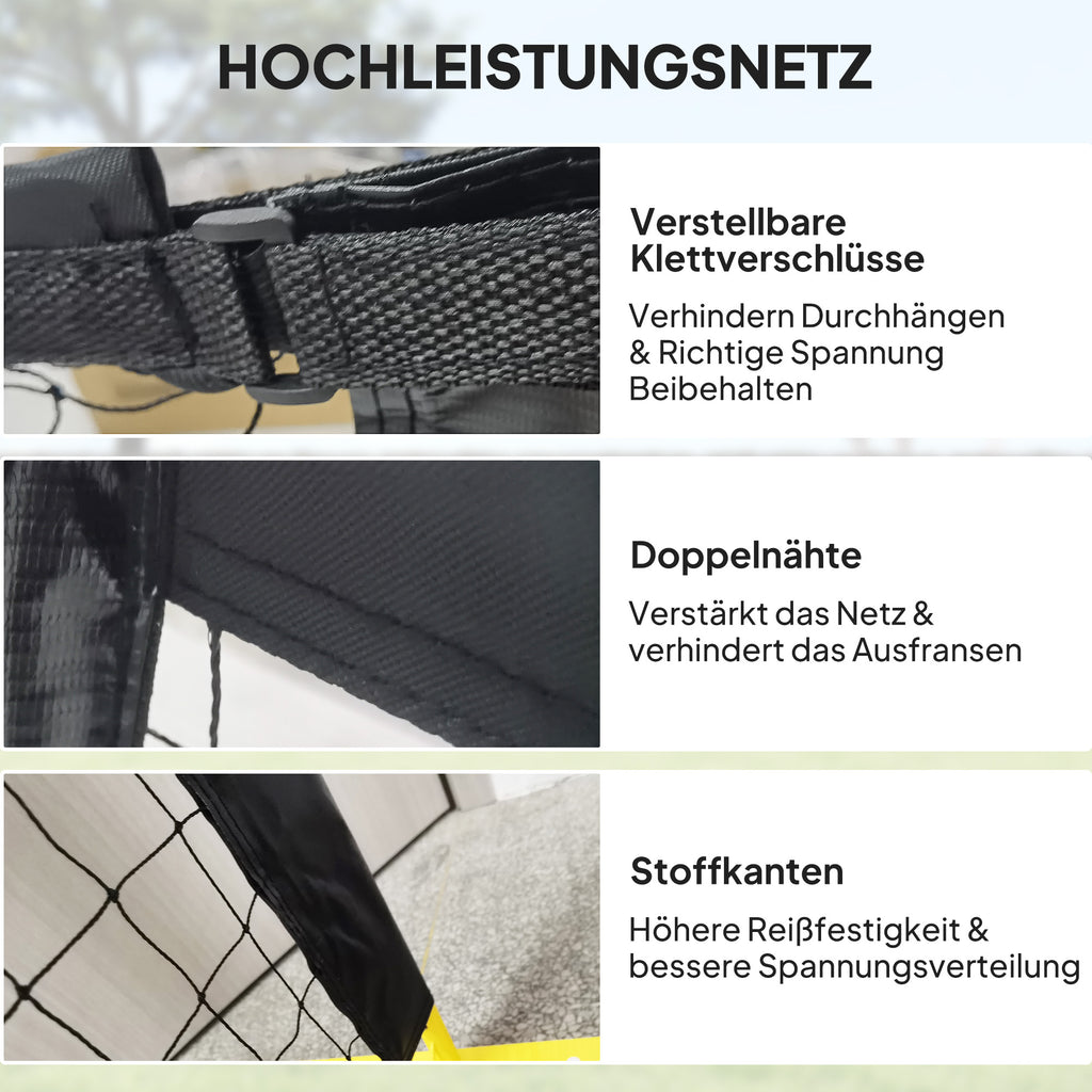 Pickleball-Netz 6,7 m Tragbar mit Tragetasche Metallrahmen Gelb