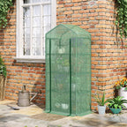 4 Tier Mini Portable Greenhouse Compact Plant Grow Shed Metal Frame PE Cover with Lockable Rolling Wheels, Green