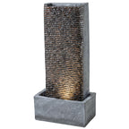 Springbrunnen 2-stufig Gartenbrunnen mit LED Beleuchtung Pumpe Granitoptik 37,5 x 22 x 80 cm