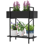 Pflanzenst?nder, Blumentopfst?nder mit 2 Ebenen, Ablaufl?cher, f¨¹r drinnen und drau?en, Metall, Schwarz