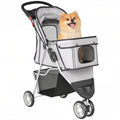 Dog Stroller, 3 Wheels Foldable Pet Stroller with Adjustable Canopy, Storage Basket for Small Mini Breeds, Grey