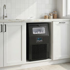 Kommerzielle 30 kg/24H Freistehender Eiswürfelmaschine mit 4 kg Speicher, Selbstreinigung, Timer Stahl Schwarz