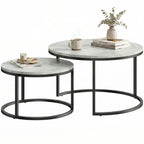 Set of Two Marble-Effect Stacking Tables - Grey
