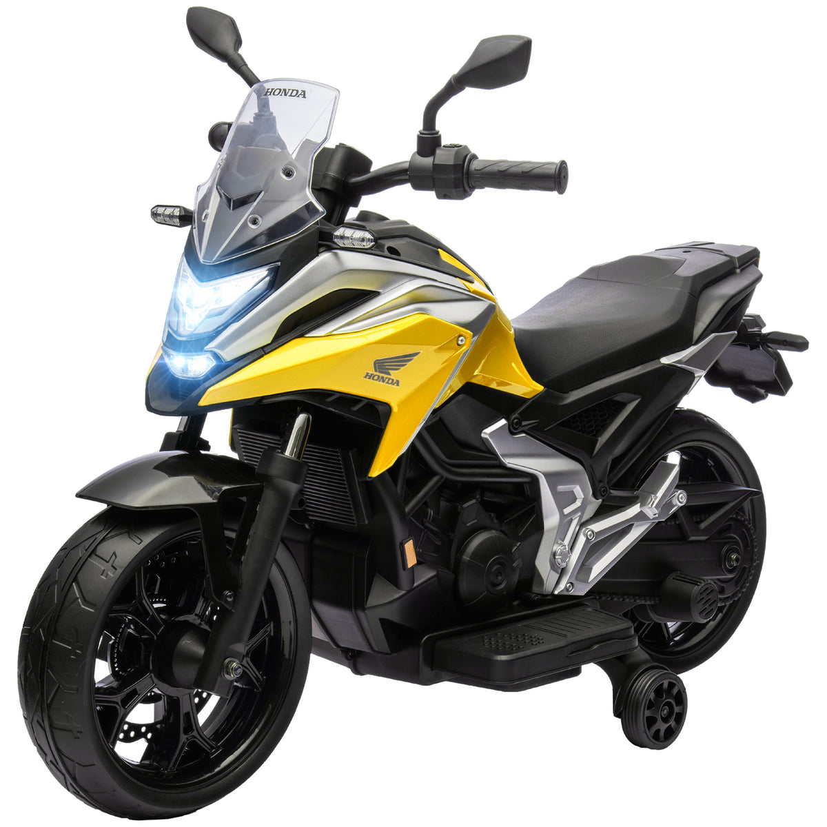 Elektro-Kindermotorrad, Honda, 3 km/h, Musik & Licht, 3-6 Jahre, bis 30 kg, Gelb