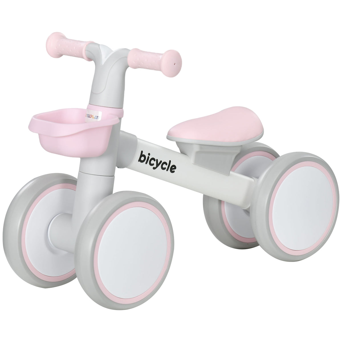 Kids Balance Bike for 1-3 Years Old with Adjustable Seat, Silent Wheels, Pink