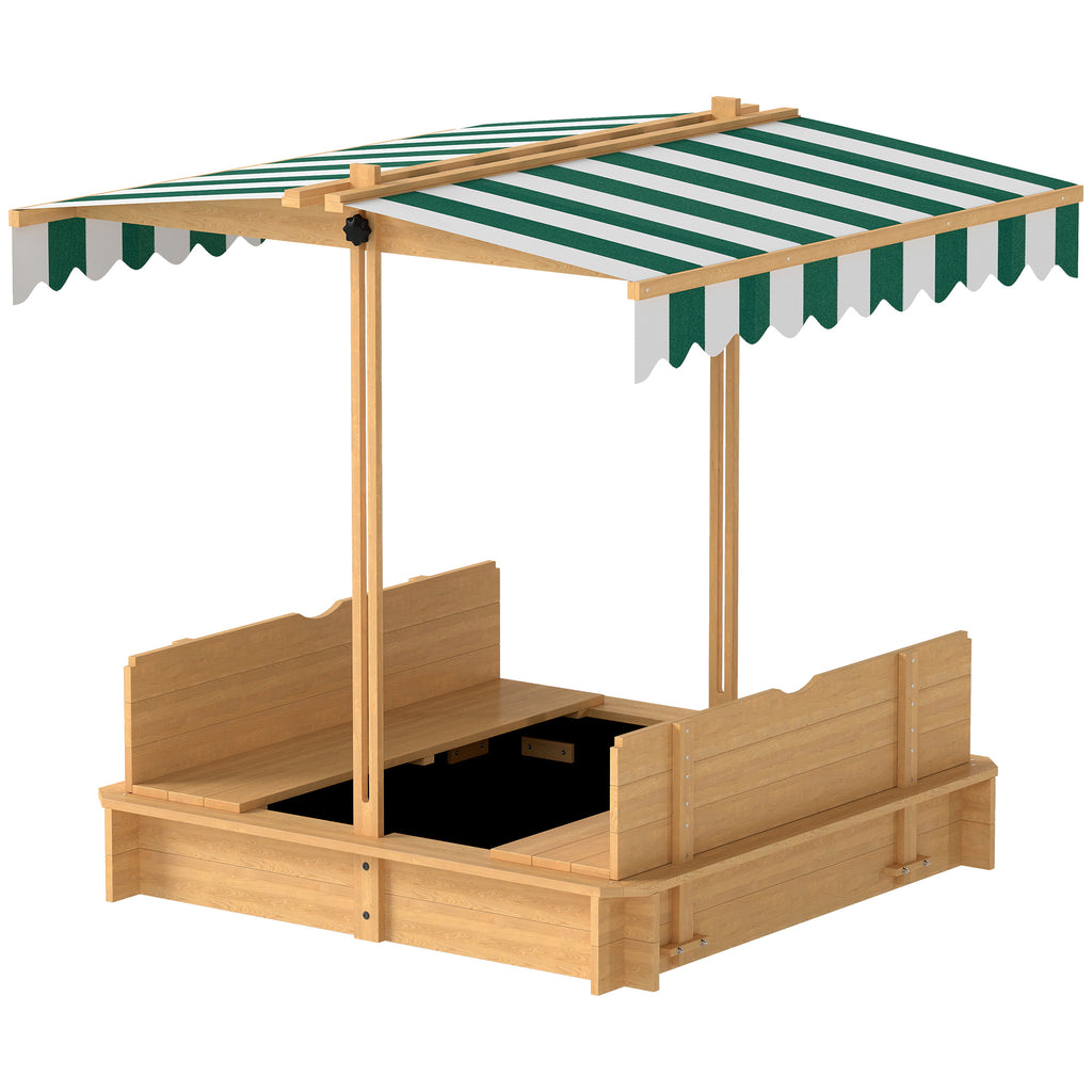 Kids Square Wooden Sandpit, Children Sandbox Outdoor Playset