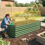Raised Beds for Garden, Galvanised Steel Outdoor Planters with Multi-reinforced Rods, 180 x 90 x 59 cm, Green
