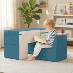Spielsofa Samt 2-Teiliges Kindersofa aus Schaumstoff Waschbar Modulares Kindercouch für Kinder 0,5 bis 3 Jahre