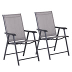 Set of Two Folding Garden Chairs - Grey
