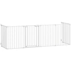 Haustierzaun, 6-Panel-Barriere mit Tür, faltbar, für kleine & mittelgroße Hunde, Kunststoff, Kohlenstoffstahl, Weiß