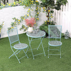  Garten Sitzgruppe für 2 Personen Bistro-Set Garnitur 1 Tisch+2 faltbare Stühle für Terrasse Balkon Metall Blau