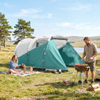 Three-Man, 3000mm Water-Resistant Two-Room Tunnel Tent - Green