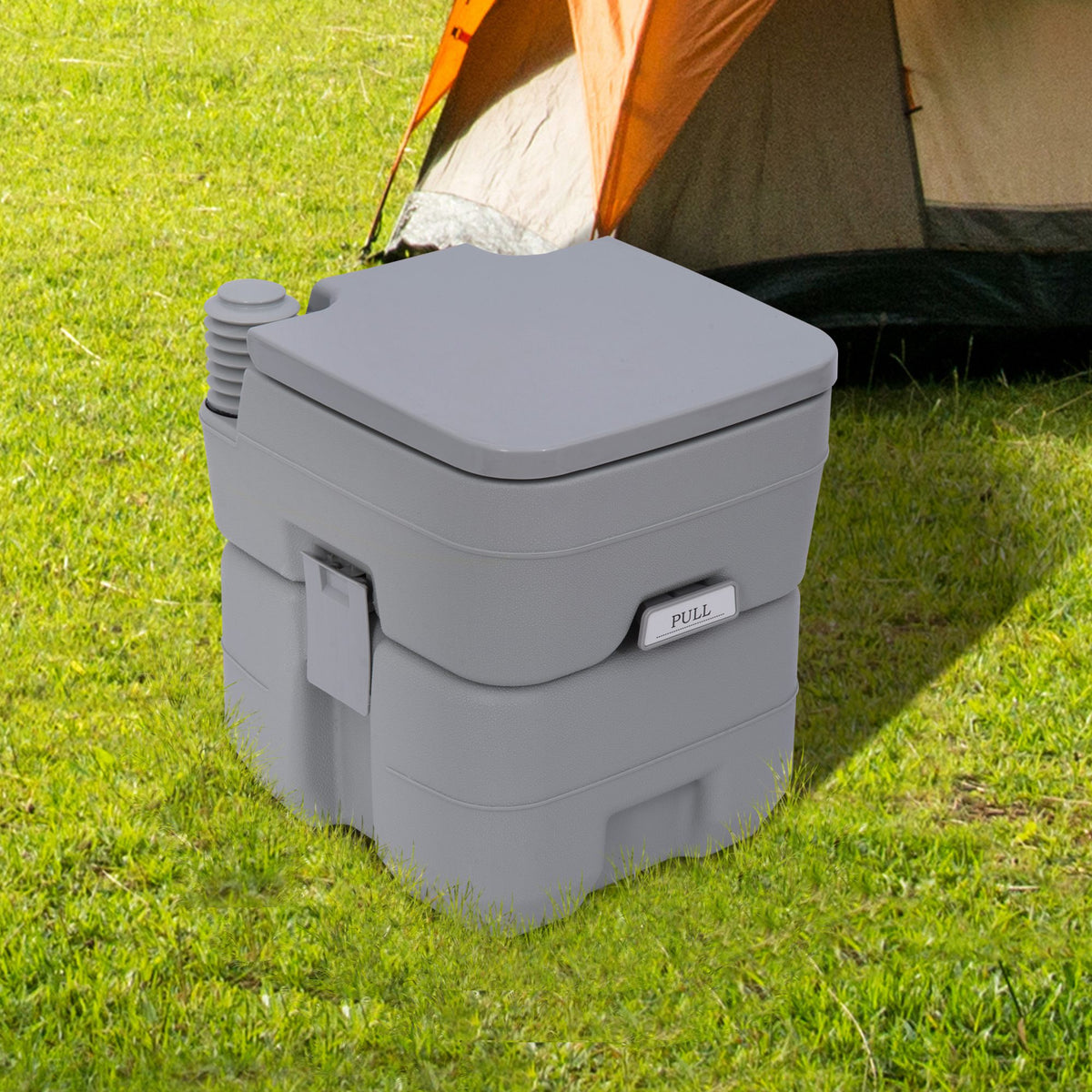 Campingtoilette, 20 L Mobil-WC, Camping-WC mit Spül- und Abwassertank, 35,5 x 41 x 42,5 cm, Kunststoff, Grau