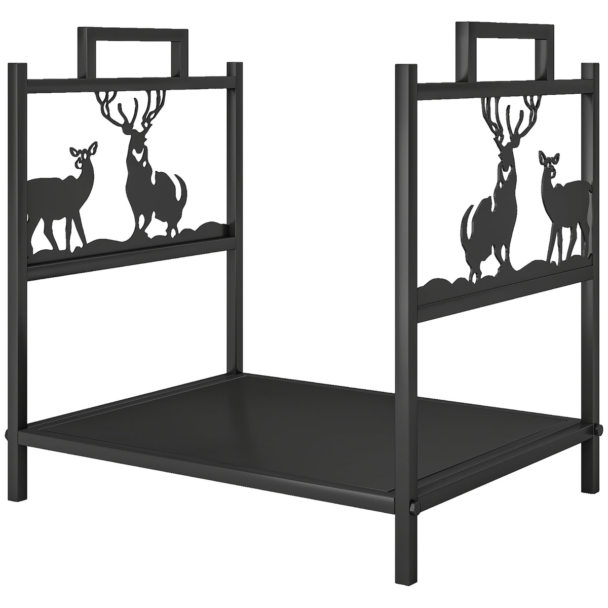 Kaminholzregal für innen 42,5 x 33,5 x 43 cm Brennholzregal für Kamin Ofen aus Metall Schwarz