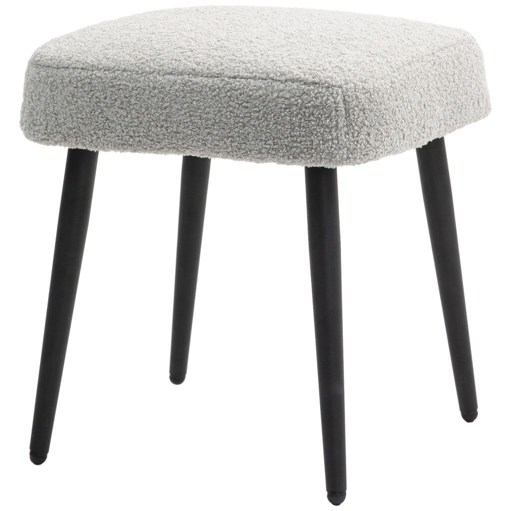 Hocker, Fu?st¨¹tze, gepolsterter Sitz, Kaschmir-Optik, Stahlbeine, 42 x 42 x 44 cm, Hellgrau