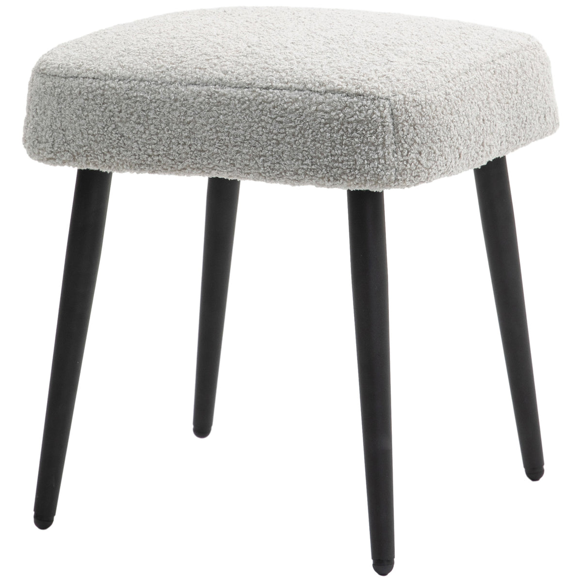 Hocker, Fu?st¨¹tze, gepolsterter Sitz, Kaschmir-Optik, Stahlbeine, 42 x 42 x 44 cm, Hellgrau