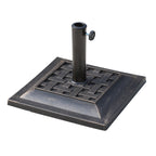 9kg Square Garden Parasol Base Holder Resin Outdoor Market Umbrella Stand with Adjustable Coupler, Bronze