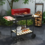 Charcoal BBQ, with Five Position Grill Grate - Red