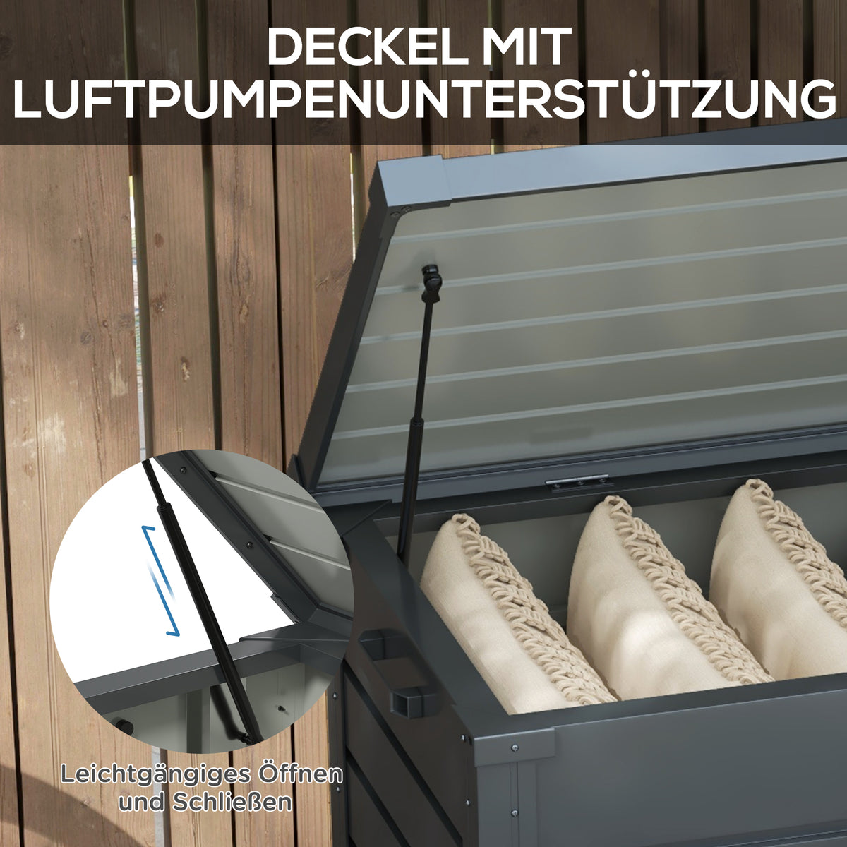 Gartenbox Metall 311 Liter mit Griffen 120 x 62cm Dunkelgrau