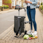 3-in-1 Einkaufstrolley Klappbar mit Sitz 40L Kapazität Duneklgrau