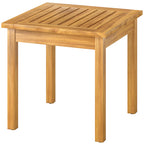 Coffee Table Fully Assembled Patio Side Table Slatted Top Solid Acacia Wood for Indoor Outdoor Natural Wood