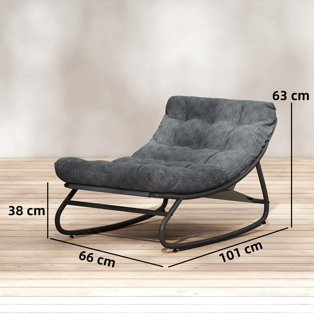 Schaukelstuhl Schaukelsessel mit breitem Netzsitz dickem Kissen 101 x 66 x 63 cm Grau