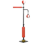 Boxstand, zwei Speedballs, drehbare Boxstange, Kickpolster, höhenverstellbar, Stahl, 107 x 36 x 140-205cm