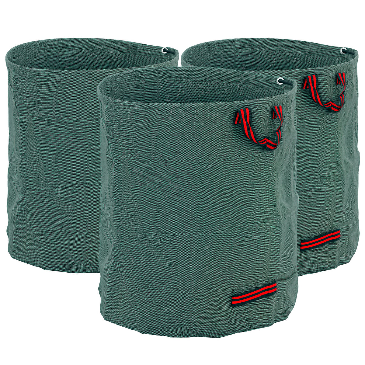 Garden Waste Bags, 272L x 3 Heavy Duty Garden Bags, Foldable and Reusable Waste Sacks with Handles for Loading Leaf, Trash, Debris, Green