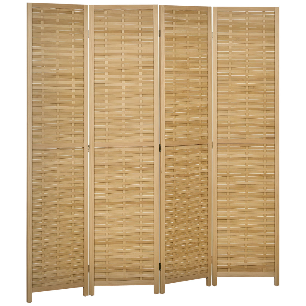 4-teiliger Raumteiler, 160 x 170 cm Faltbarer Sichtschutz aus Bambus f¨¹r Wohnzimmer, Schlafzimmer, Natur